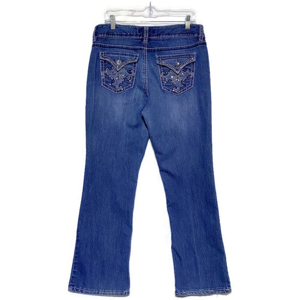 Nine West Blue Jeans Women's Size 12 Denim With Embellished Back Pockets